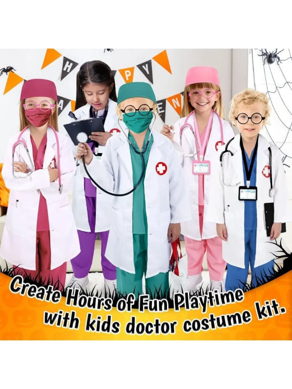 12 PCS Kids Doctor Costume Set - Scrubs, Lab Coat & Nurse Outfit for Career Day